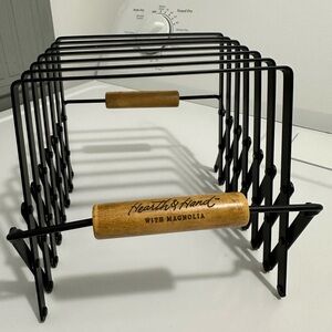 Hearth & Hand Black Metal Rack with Wooden Handles